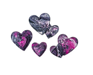 Kit de 4 aimants artisanaux abstraits en forme de coeurs